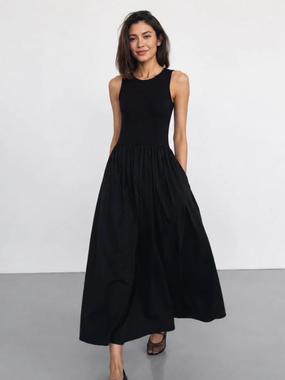 Commense Black Sleeveless Maxi Dress